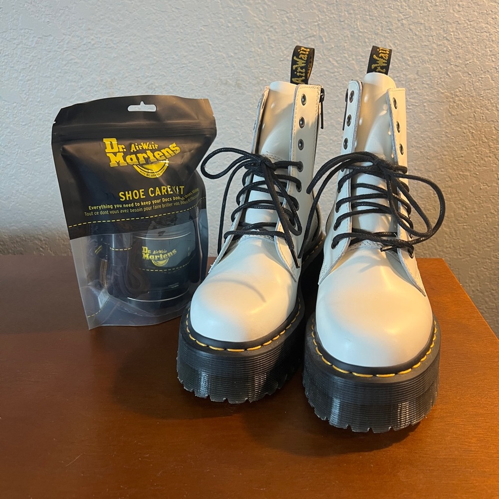 Dr. Martens White Boots with Black Laces